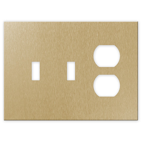 Screwless Oversized Brushed Gold - 2 Toggle/1 Duplex Wallplate