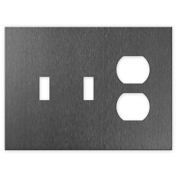 Screwless Oversized Brushed Gray - 2 Toggle/1 Duplex Wallplate