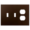 Screwless Oversized Bronze - 2 Toggle/1 Duplex Wallplate