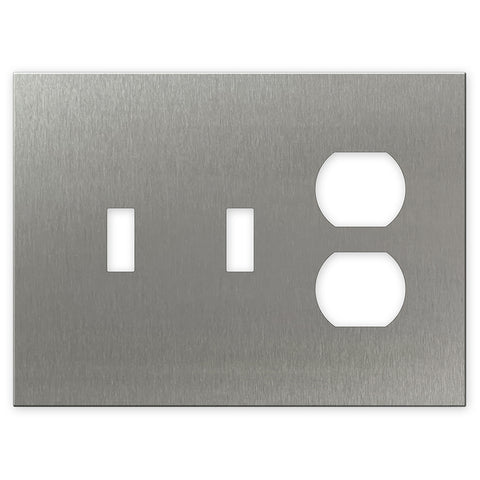 Screwless Oversized Stainless Steel - 2 Toggle/1 Duplex Wallplate