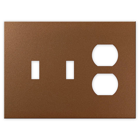 Screwless Oversized Brushed Copper - 2 Toggle/1 Duplex Wallplate