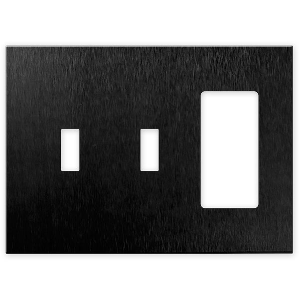 Screwless Brushed Black - 2 Toggle/1 Rocker Wallplate