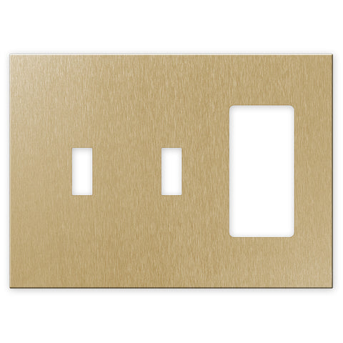 Screwless Brushed Gold - 2 Toggle/1 Rocker Wallplate