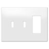 Screwless Oversized White - 2 Toggle/1 Rocker Wallplate