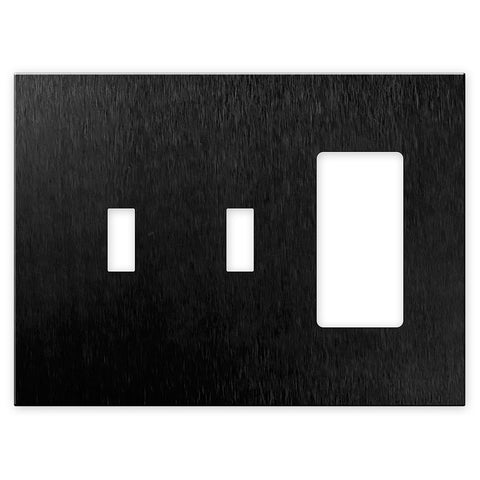 Screwless Oversized Brushed Black - 2 Toggle/1 Rocker Wallplate