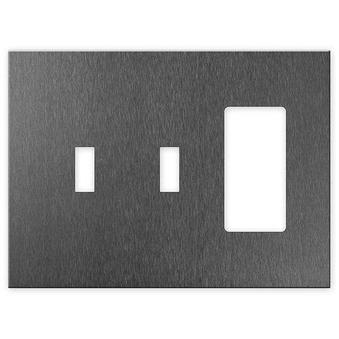 Screwless Oversized Brushed Gray - 2 Toggle/1 Rocker Wallplate