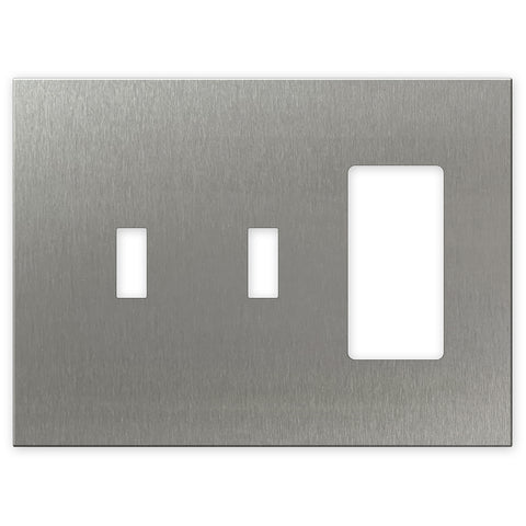 Screwless Oversized Stainless Steel - 2 Toggle/1 Rocker Wallplate