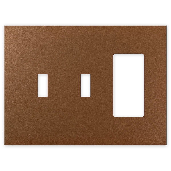 Screwless Oversized Brushed Copper - 2 Toggle/1 Rocker Wallplate