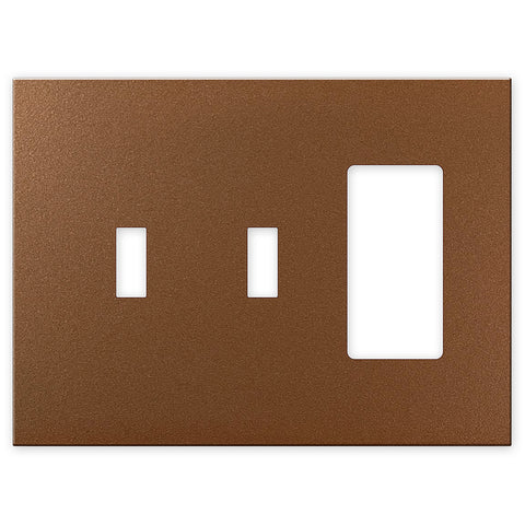 Screwless Oversized Brushed Copper - 2 Toggle/1 Rocker Wallplate