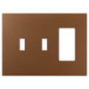 Screwless Oversized Brushed Copper - 2 Toggle/1 Rocker Wallplate