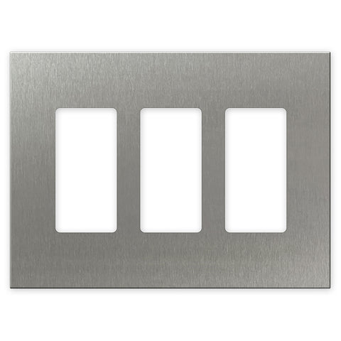 Screwless Oversized Stainless Steel - 3 Rocker Wallplate