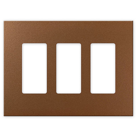 Screwless Oversized Brushed Copper - 3 Rocker Wallplate