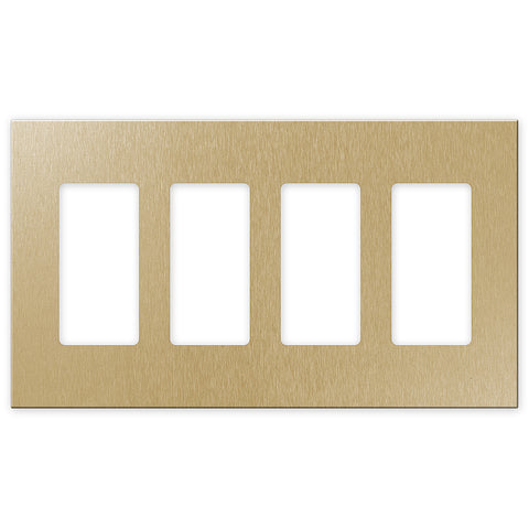 Screwless Brushed Gold - 4 Rocker Wallplate