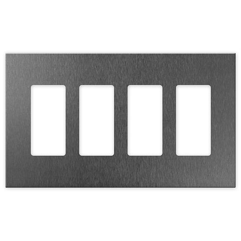 Screwless Oversized Brushed Gray - 4 Rocker Wallplate
