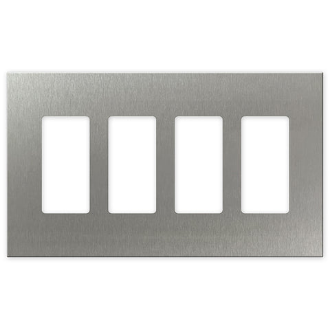 Screwless Oversized Stainless Steel - 4 Rocker Wallplate