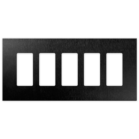 Screwless Oversized Brushed Black - 5 Toggle Wallplate