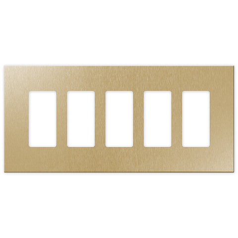 Screwless Oversized Brushed Gold - 5 Rocker Wallplate