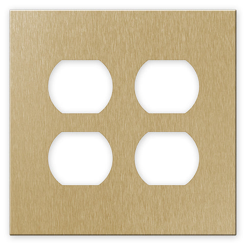 Screwless Brushed Gold - 2 Duplex Wallplate