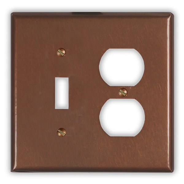 Antique Copper - 1 Toggle / 1 Duplex Wallplate - Wallplate Warehouse ANTQCOP1T1D 819332020118 1 Toggle / 1 Duplex