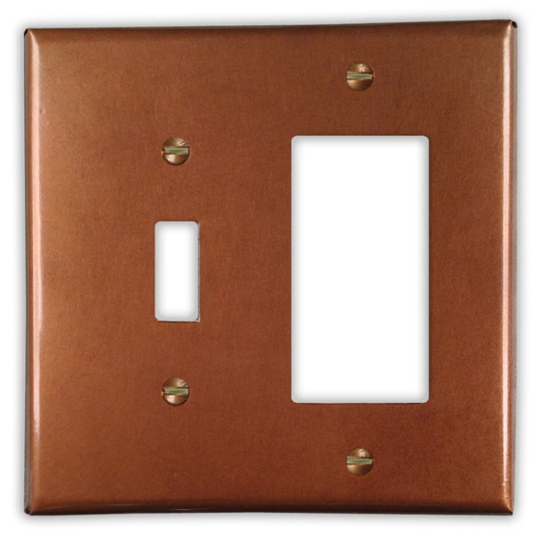 Antique Copper - 1 Toggle / 1 Rocker Wallplate - Wallplate Warehouse ANTQCOP1T1R 819332020101 1 Toggle / 1 Rocker