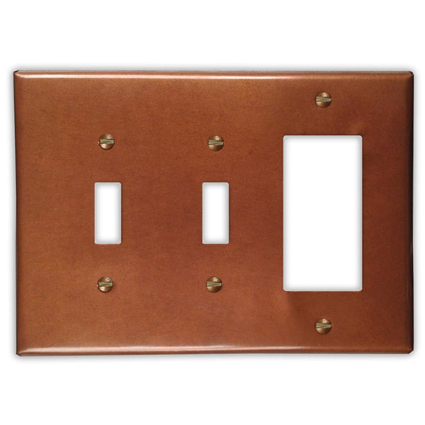 Antique Copper - 2 Toggle / 1 Rocker Wallplate - Wallplate Warehouse ANTQCOP2T1R 819332020132 2 Toggle / 1 Rocker