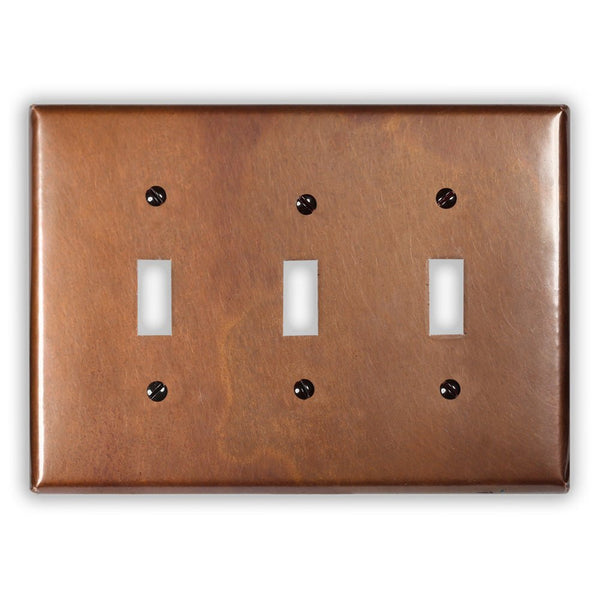 Antique Copper - 3 Toggle Wallplate - Wallplate Warehouse ANTQCOP3T 819332020026 3 Toggle