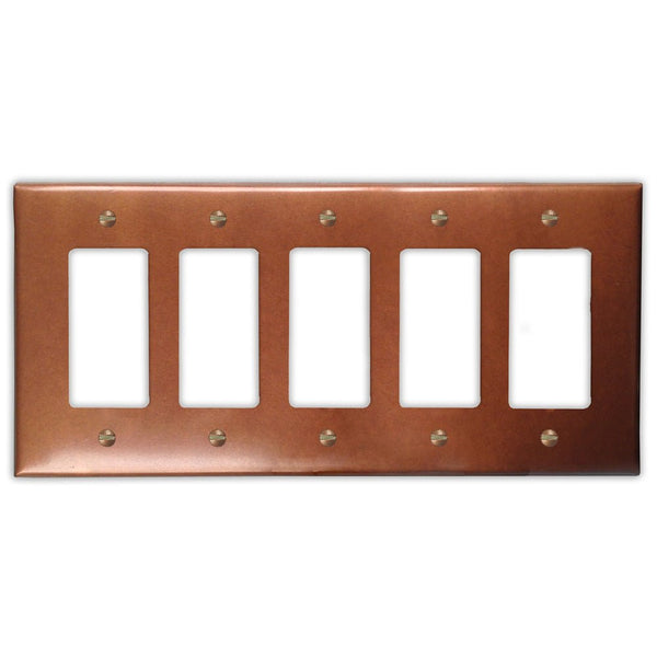 Antique Copper - 5 Rocker Wallplate - Wallplate Warehouse ANTQCOP5R 819332020095 5 Rocker
