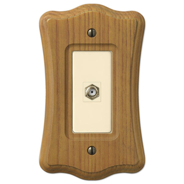 Austin Medium Oak Finish - 1 Cable Jack Wallplate - Wallplate Warehouse 176CX 070686580516 Cable Jacks