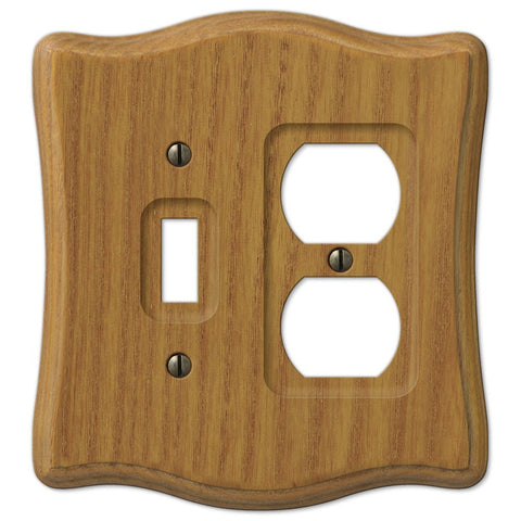 Austin Medium Oak Finish - 1 Toggle / 1 Duplex Wallplate - Wallplate Warehouse 176TD 070686175033 1 Toggle / 1 Duplex