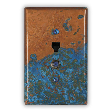Azul Copper - 1 Phone Jack / 1 Cable Jack Wallplate - Wallplate Warehouse AZULCOP1PJ1CJ 819332020705