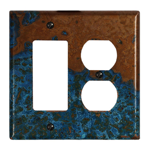Azul Copper - 1 Rocker / 1 Duplex Wallplate - Wallplate Warehouse AZULCOP1R1D 819332020606 1 Rocker / 1 Duplex