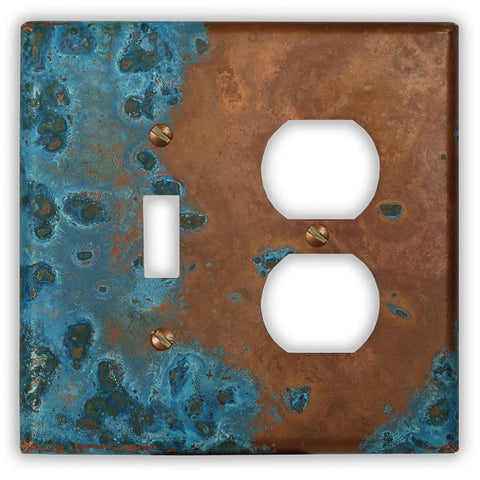 Azul Copper - 1 Toggle / 1 Duplex Wallplate - Wallplate Warehouse AZULCOP1T1D 819332020590 1 Toggle / 1 Duplex