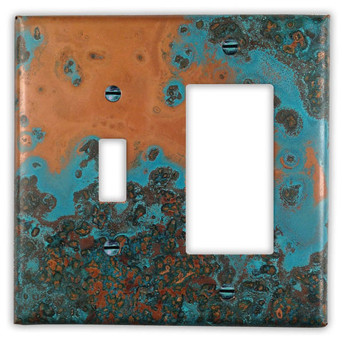 Azul Copper - 1 Toggle / 1 Rocker Wallplate - Wallplate Warehouse AZULCOP1T1R 819332020583 1 Toggle / 1 Rocker
