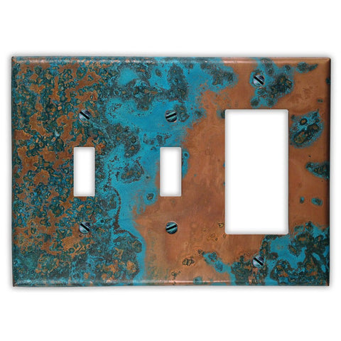 Azul Copper - 2 Toggle / 1 Rocker Wallplate - Wallplate Warehouse AZULCOP2T1R 819332020613 2 Toggle / 1 Rocker