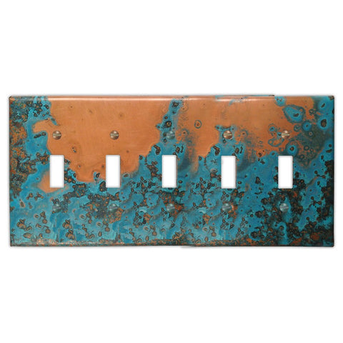 Azul Copper - 5 Toggle Wallplate - Wallplate Warehouse AZULCOP5T 819332020521 5 Toggle