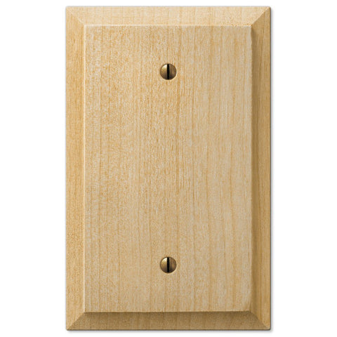 Baker Unfinished Alder Wood - 1 Blank Wallplate - Wallplate Warehouse 180B 070686175781 1 Blank