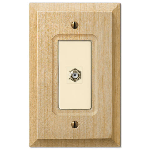 Baker Unfinished Alder Wood - 1 Cable Jack Wallplate - Wallplate Warehouse 180CX 070686580554 Cable Jacks