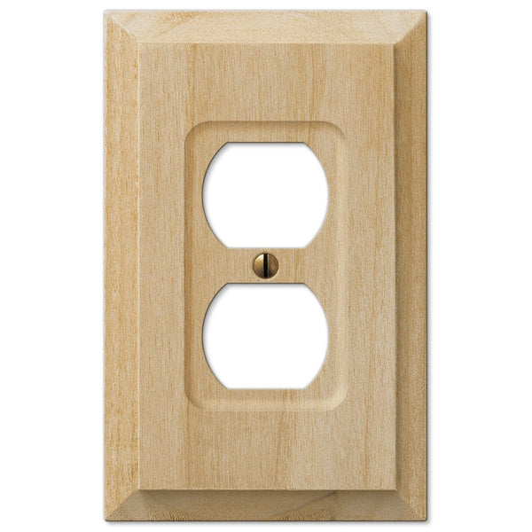 Baker Unfinished Alder Wood - 1 Duplex Wallplate - Wallplate Warehouse 180D 070686175163 1 Duplex