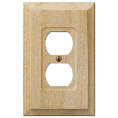 Baker Unfinished Alder Wood - 1 Duplex Wallplate - Wallplate Warehouse 180D 070686175163 1 Duplex