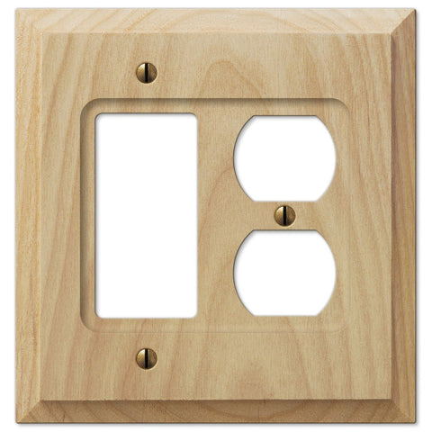 Baker Unfinished Alder Wood - 1 Rocker / 1 Duplex Wallplate - Wallplate Warehouse 180RD - B 070686311035 1 Rocker / 1 Duplex