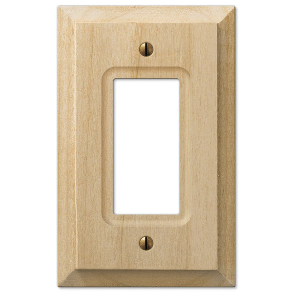 Baker Unfinished Alder Wood - 1 Rocker Wallplate - Wallplate Warehouse 180R 070686201589 1 Rocker