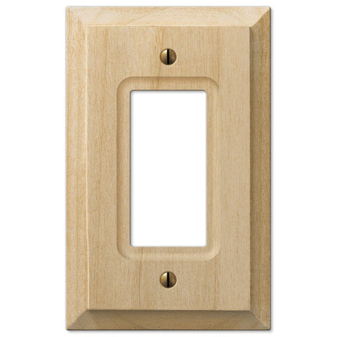 Baker Unfinished Alder Wood - 1 Rocker Wallplate - Wallplate Warehouse 180R 070686201589 1 Rocker