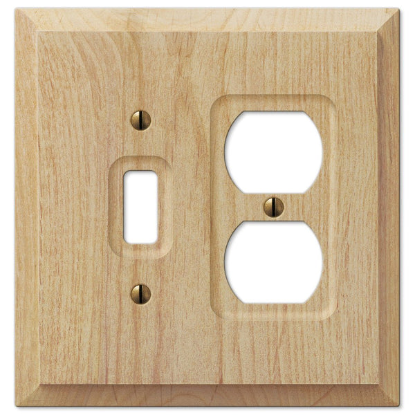 Baker Unfinished Alder Wood - 1 Toggle / 1 Duplex Wallplate - Wallplate Warehouse 180TD 070686175187 1 Toggle / 1 Duplex