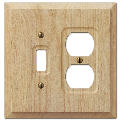 Baker Unfinished Alder Wood - 1 Toggle / 1 Duplex Wallplate - Wallplate Warehouse 180TD 070686175187 1 Toggle / 1 Duplex
