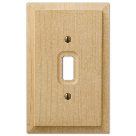 Baker Unfinished Alder Wood - 1 Toggle Wallplate - Wallplate Warehouse 180T 070686175156 1 Toggle