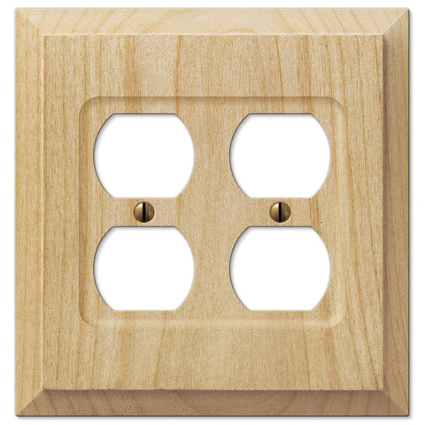 Baker Unfinished Alder Wood - 2 Duplex Wallplate - Wallplate Warehouse 180DD 070686201565 2 Duplex