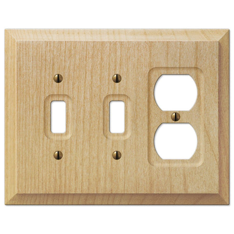 Baker Unfinished Alder Wood - 2 Toggle / 1 Duplex Wallplate - Wallplate Warehouse 180TTD - B 070686580080 2 Toggle / 1 Duplex