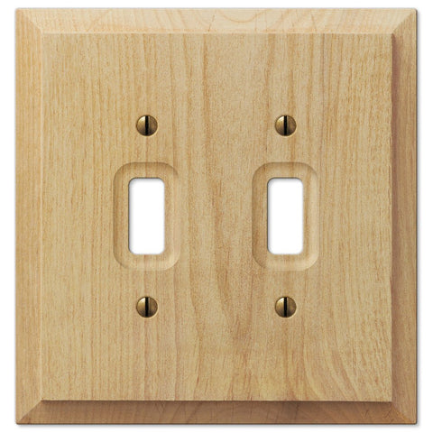 Baker Unfinished Alder Wood - 2 Toggle Wallplate - Wallplate Warehouse 180TT 070686175170 2 Toggle