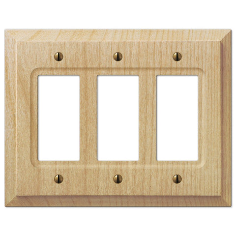 Baker Unfinished Alder Wood - 3 Rocker Wallplate - Wallplate Warehouse 180RRR 070686201596 3 Rocker
