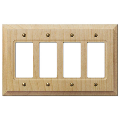 Baker Unfinished Alder Wood - 4 Rocker Wallplate - Wallplate Warehouse 180R4 - B 070686580073 4 Rocker